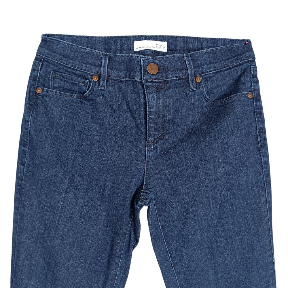 Ann Taylor LOFT Flare Mid Rise Jeans Size 27/4 Dark Blue 5 Pockets - Picture 3 of 9